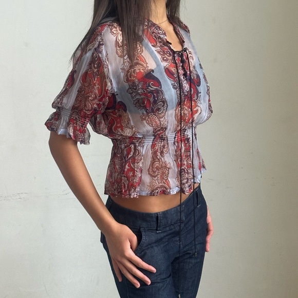 Just Cavalli Paisley Print Peplum Top - Picture 6 of 9